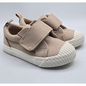 Cat & Jack Toddler Boys Girls Tan Canvas Hook and Loop Sneakers Size 5
